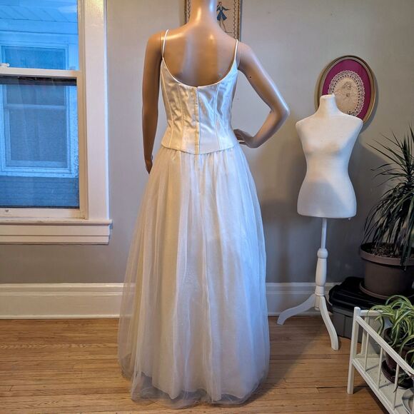 Vintage Y2K Gunne Sax Prom Gown Corset Rhinestone Glitter Princess Bridal 11 - Picture 11 of 12